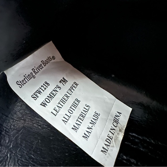 Black Genuine Leather / Suede Short Cowboy Boots Dressy Western Sz 7 - Picture 11 of 11